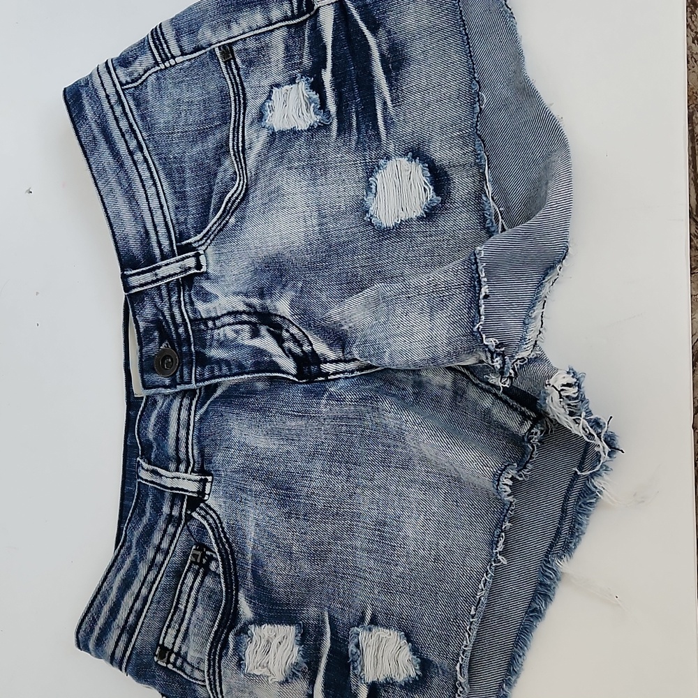 Womens denim distressed short shorts by OTB size 1
